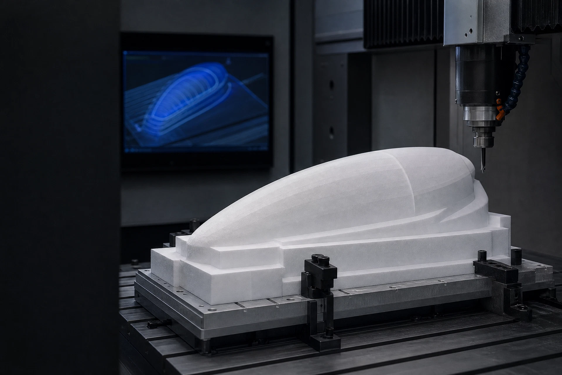 PMI foam core in a CNC process environment